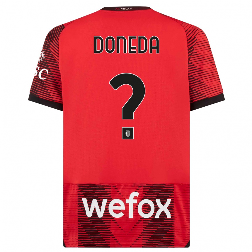 Niño Fútbol Camiseta Paolo Doneda #0 Negro Rojo 1ª Equipación 2023/24 Perú