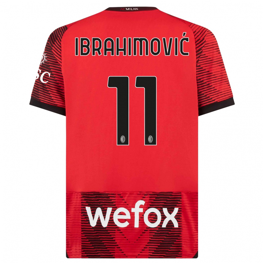 Niño Fútbol Camiseta Zlatan Ibrahimovic #11 Negro Rojo 1ª Equipación 2023/24 Perú