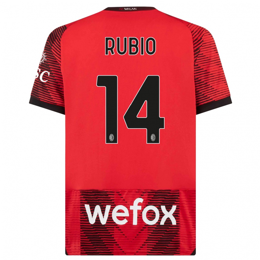 Niño Fútbol Camiseta Silvia Rubio #14 Negro Rojo 1ª Equipación 2023/24 Perú