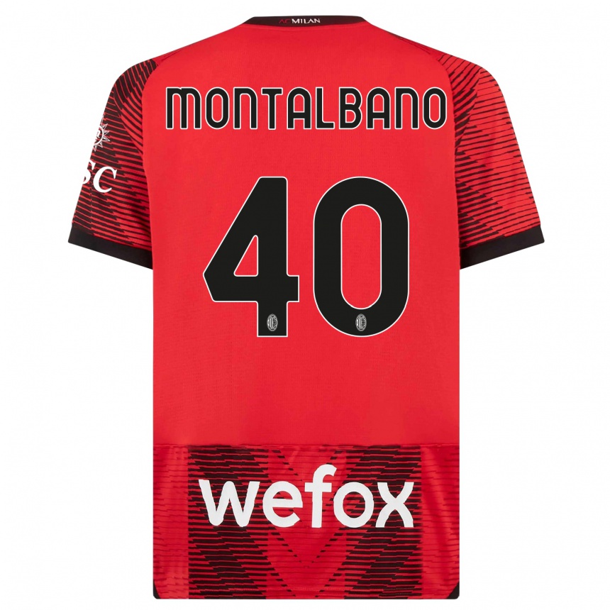 Niño Fútbol Camiseta Nicolo Montalbano #40 Negro Rojo 1ª Equipación 2023/24 Perú