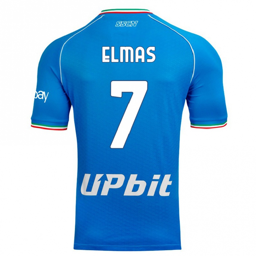 Niño Fútbol Camiseta Eljif Elmas #7 Cielo Azul 1ª Equipación 2023/24 Perú