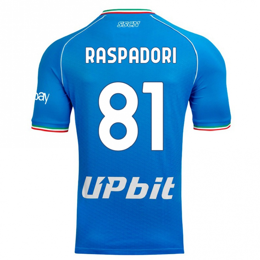 Niño Fútbol Camiseta Giacomo Raspadori #81 Cielo Azul 1ª Equipación 2023/24 Perú