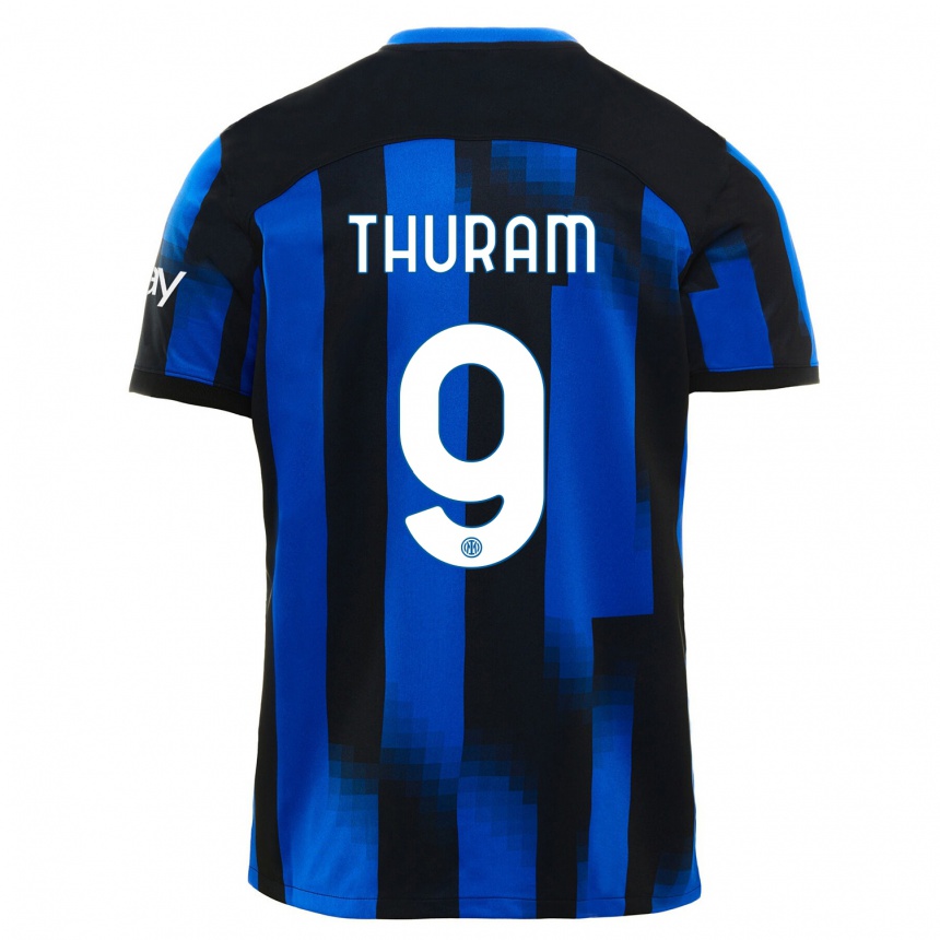 Niño Fútbol Camiseta Marcus Thuram #9 Azul Negro 1ª Equipación 2023/24 Perú