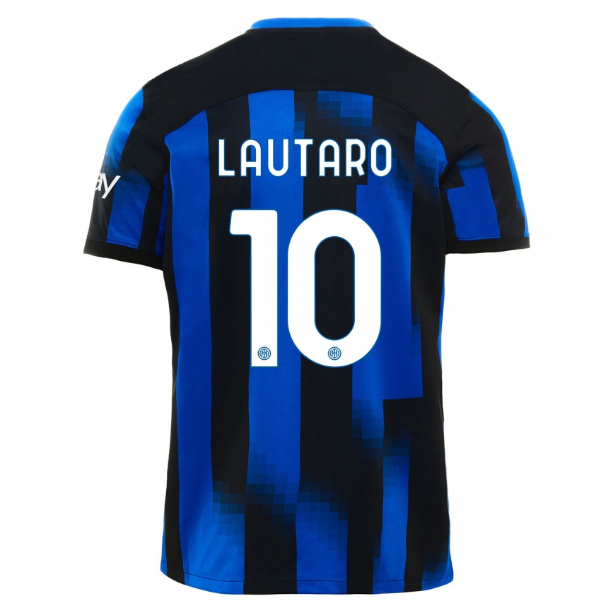 Niño Fútbol Camiseta Lautaro Martínez #10 Azul Negro 1ª Equipación 2023/24 Perú