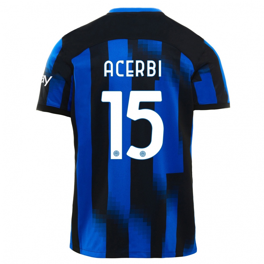 Niño Fútbol Camiseta Francesco Acerbi #15 Azul Negro 1ª Equipación 2023/24 Perú