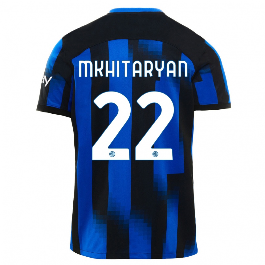 Niño Fútbol Camiseta Henrikh Mkhitaryan #22 Azul Negro 1ª Equipación 2023/24 Perú