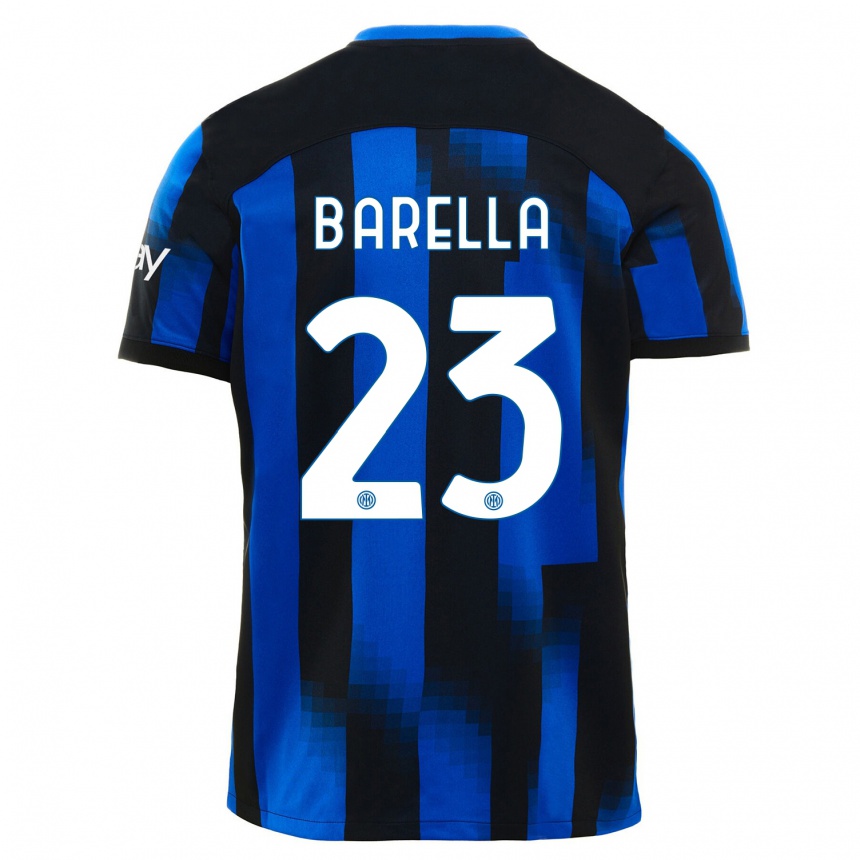 Niño Fútbol Camiseta Nicolo Barella #23 Azul Negro 1ª Equipación 2023/24 Perú