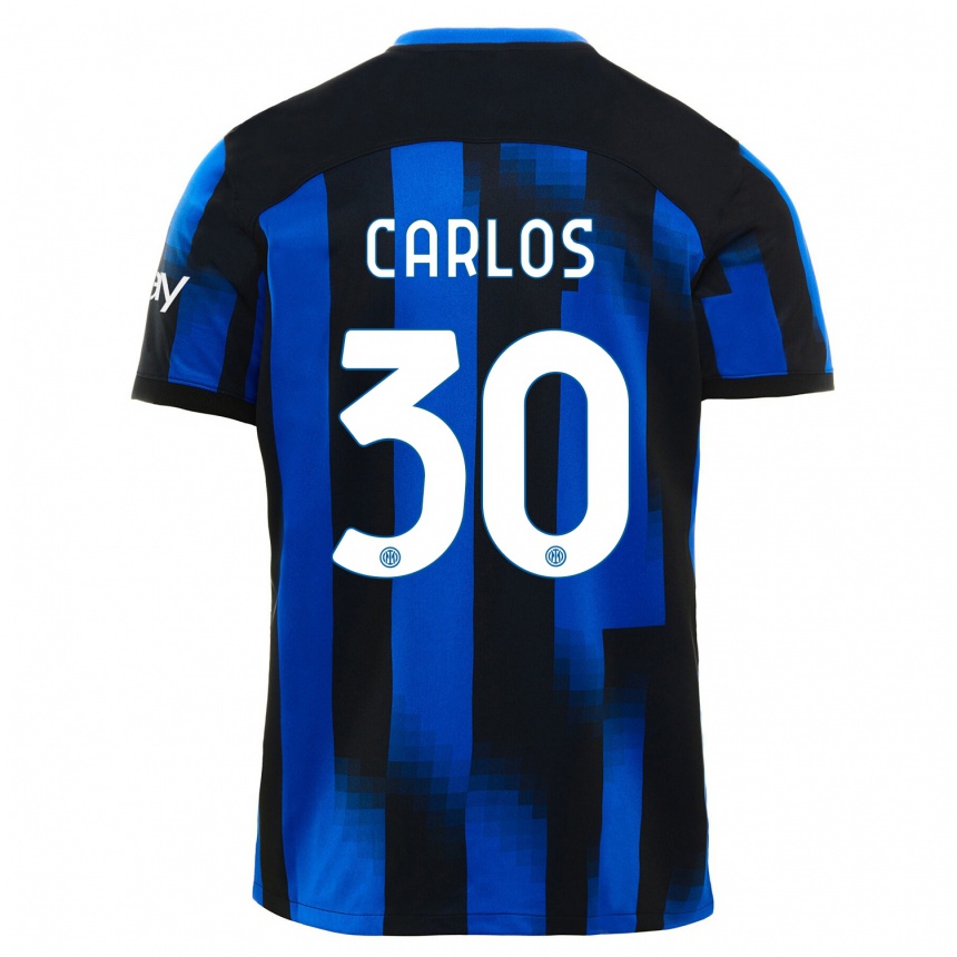 Niño Fútbol Camiseta Carlos Augusto #30 Azul Negro 1ª Equipación 2023/24 Perú