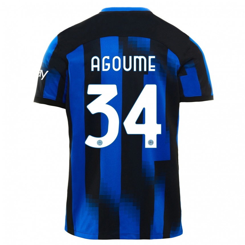 Niño Fútbol Camiseta Lucien Agoume #34 Azul Negro 1ª Equipación 2023/24 Perú