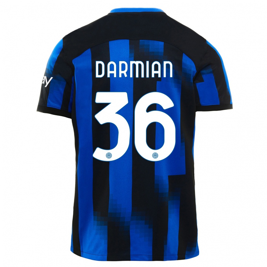 Niño Fútbol Camiseta Matteo Darmian #36 Azul Negro 1ª Equipación 2023/24 Perú