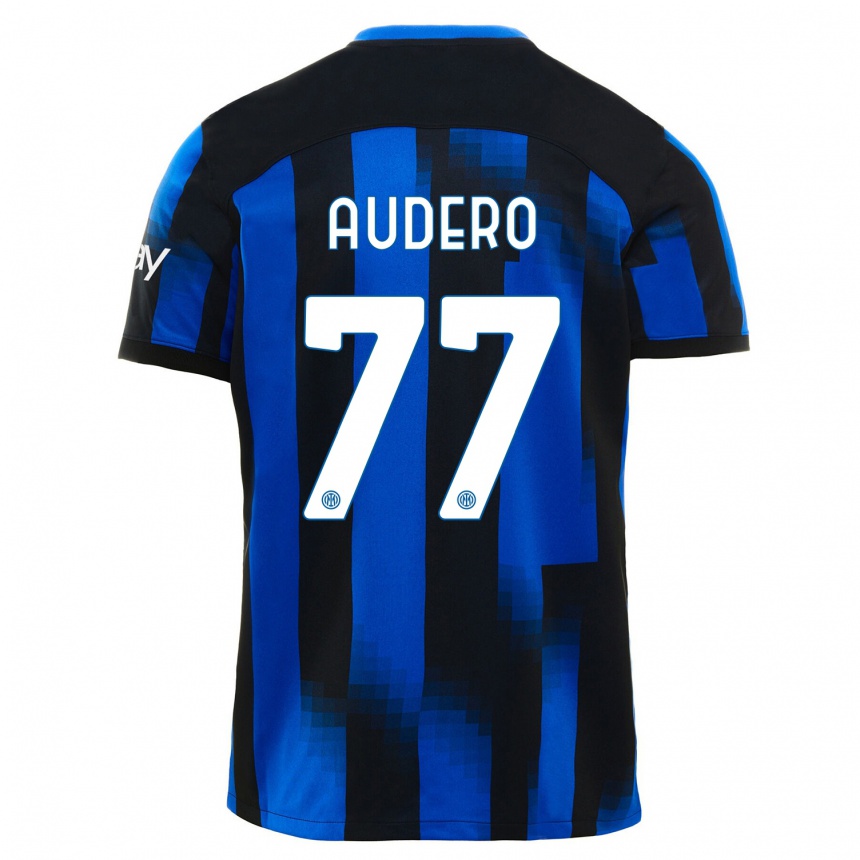 Niño Fútbol Camiseta Emil Audero #77 Azul Negro 1ª Equipación 2023/24 Perú