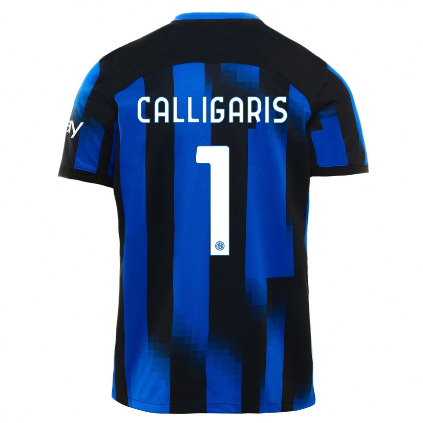 Niño Fútbol Camiseta Alessandro Calligaris #1 Azul Negro 1ª Equipación 2023/24 Perú