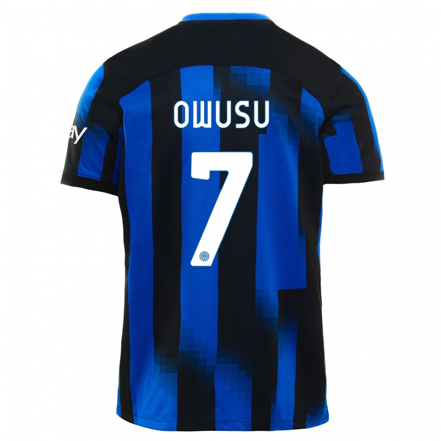 Niño Fútbol Camiseta Enoch Owusu #7 Azul Negro 1ª Equipación 2023/24 Perú