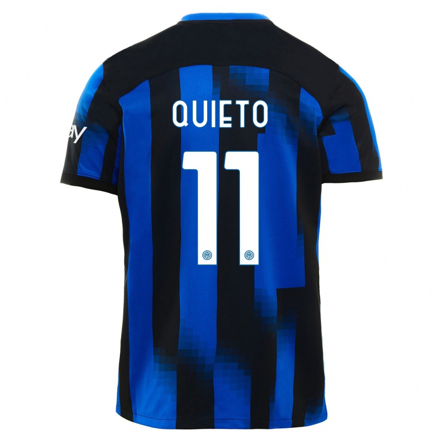 Niño Fútbol Camiseta Daniele Quieto #11 Azul Negro 1ª Equipación 2023/24 Perú