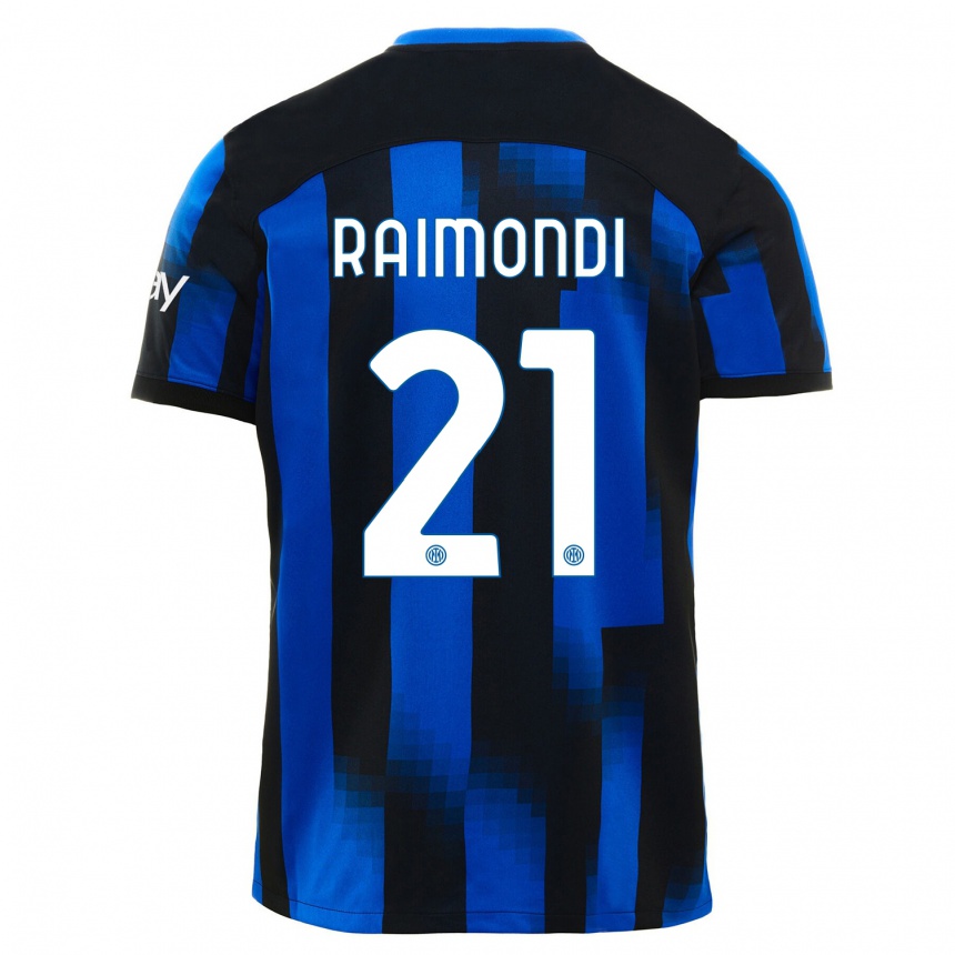 Niño Fútbol Camiseta Paolo Raimondi #21 Azul Negro 1ª Equipación 2023/24 Perú