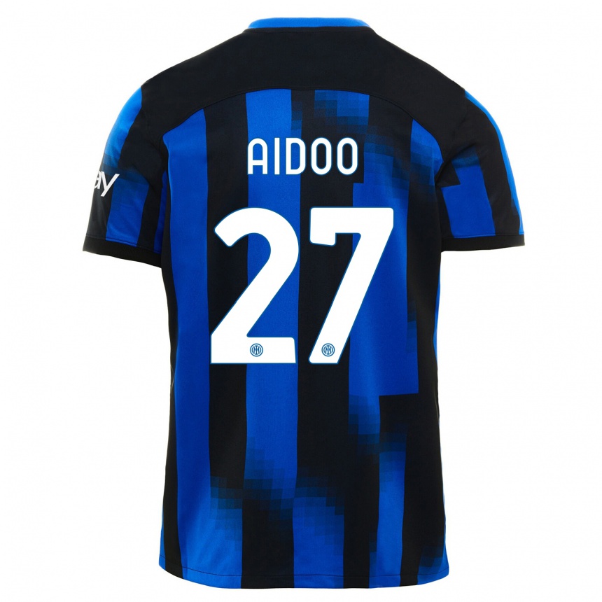 Niño Fútbol Camiseta Mike Aidoo #27 Azul Negro 1ª Equipación 2023/24 Perú