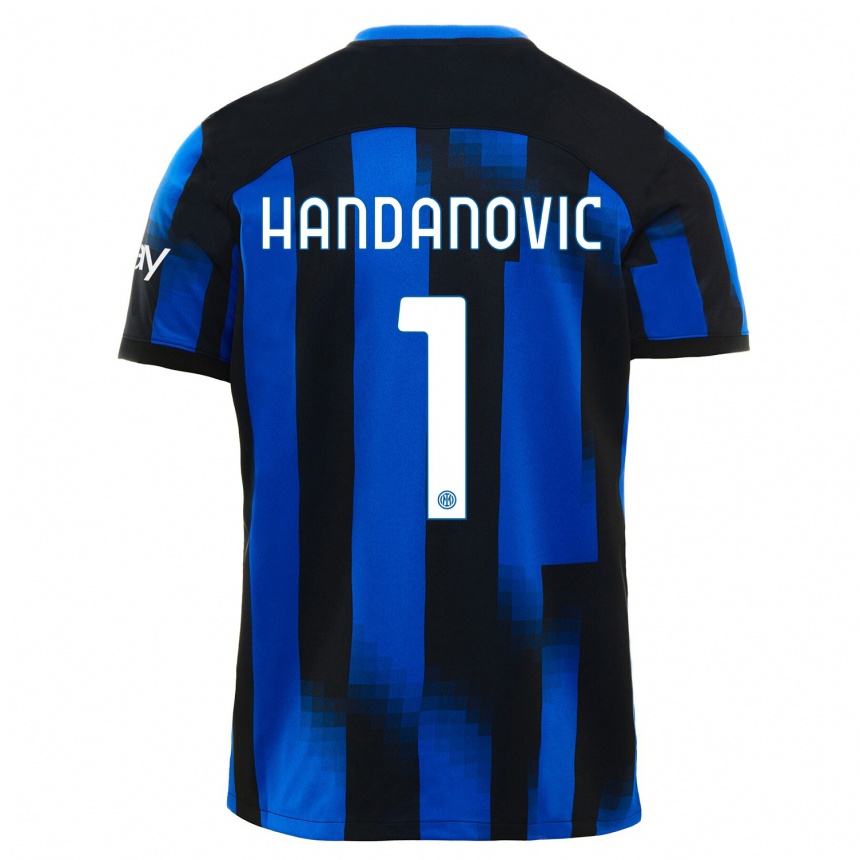 Niño Fútbol Camiseta Samir Handanovic #1 Azul Negro 1ª Equipación 2023/24 Perú