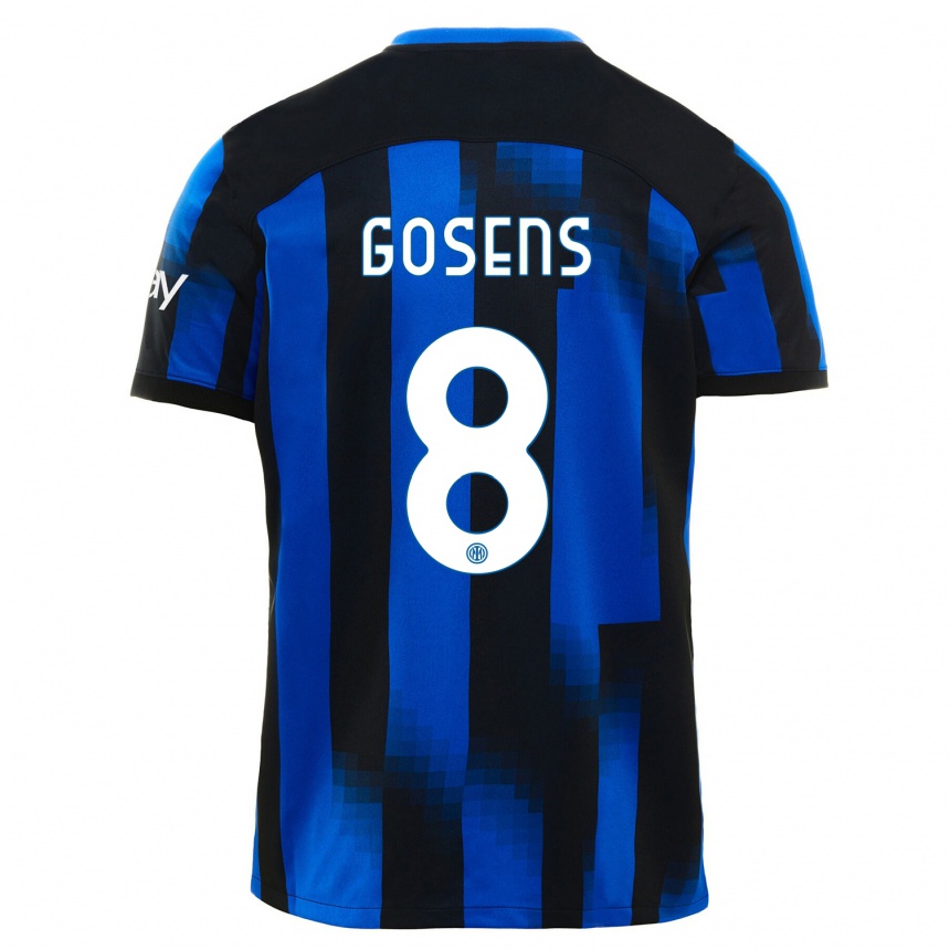 Niño Fútbol Camiseta Robin Gosens #8 Azul Negro 1ª Equipación 2023/24 Perú