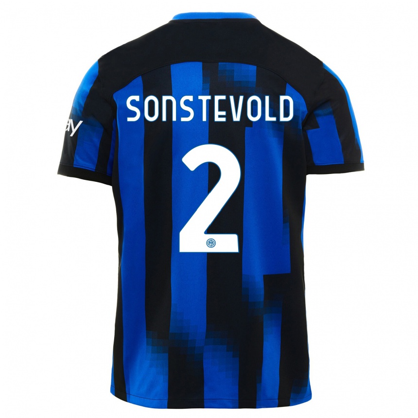 Niño Fútbol Camiseta Anja Sonstevold #2 Azul Negro 1ª Equipación 2023/24 Perú