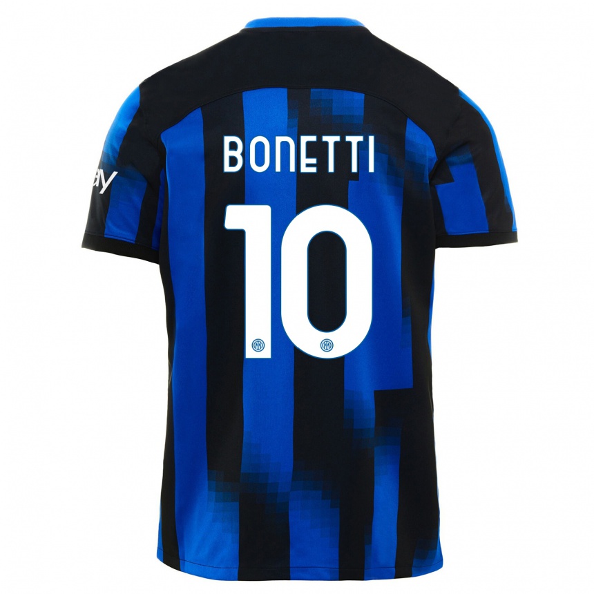 Niño Fútbol Camiseta Tatiana Bonetti #10 Azul Negro 1ª Equipación 2023/24 Perú