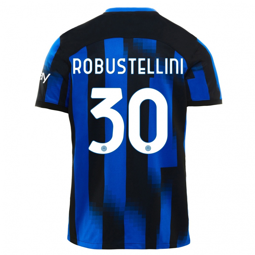 Niño Fútbol Camiseta Chiara Robustellini #30 Azul Negro 1ª Equipación 2023/24 Perú