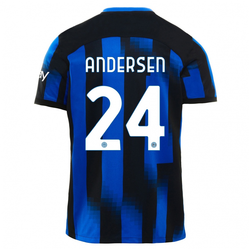 Niño Fútbol Camiseta Silas Andersen #24 Azul Negro 1ª Equipación 2023/24 Perú