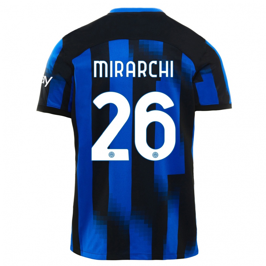 Niño Fútbol Camiseta Mattia Mirarchi #26 Azul Negro 1ª Equipación 2023/24 Perú