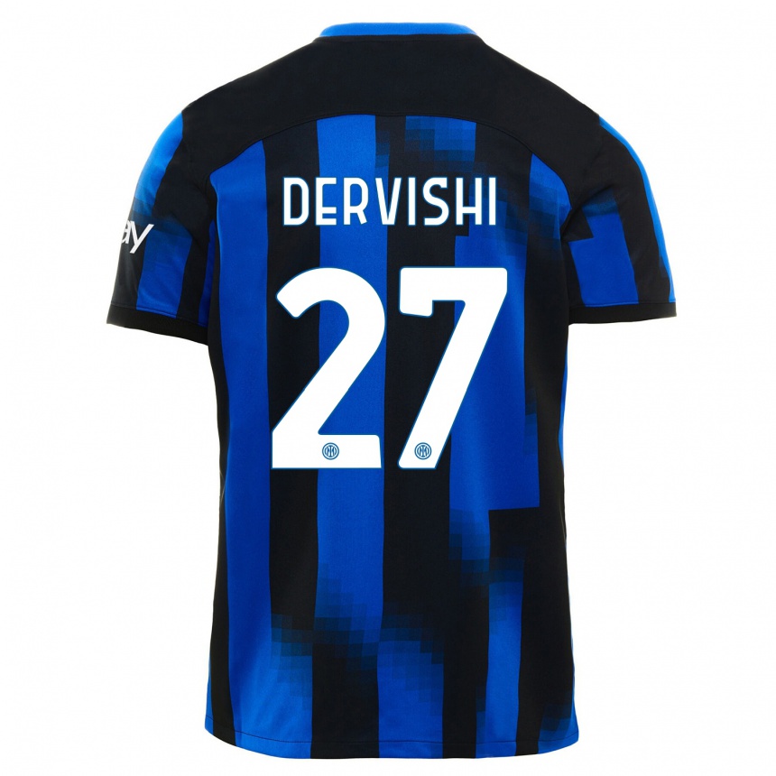 Niño Fútbol Camiseta Kristian Dervishi #27 Azul Negro 1ª Equipación 2023/24 Perú