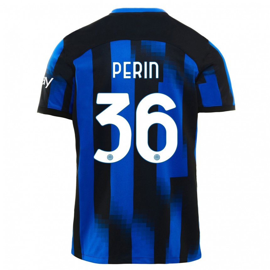 Niño Fútbol Camiseta Nicolo Perin #36 Azul Negro 1ª Equipación 2023/24 Perú