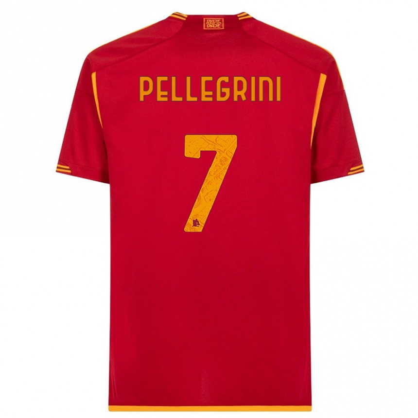 Niño Fútbol Camiseta Lorenzo Pellegrini #7 Rojo 1ª Equipación 2023/24 Perú