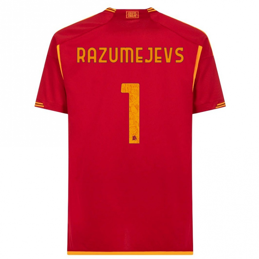 Niño Fútbol Camiseta Vladislavs Razumejevs #1 Rojo 1ª Equipación 2023/24 Perú