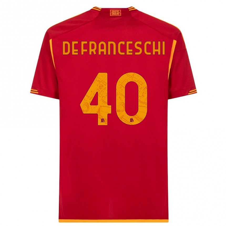 Niño Fútbol Camiseta Leonardo De Franceschi #40 Rojo 1ª Equipación 2023/24 Perú