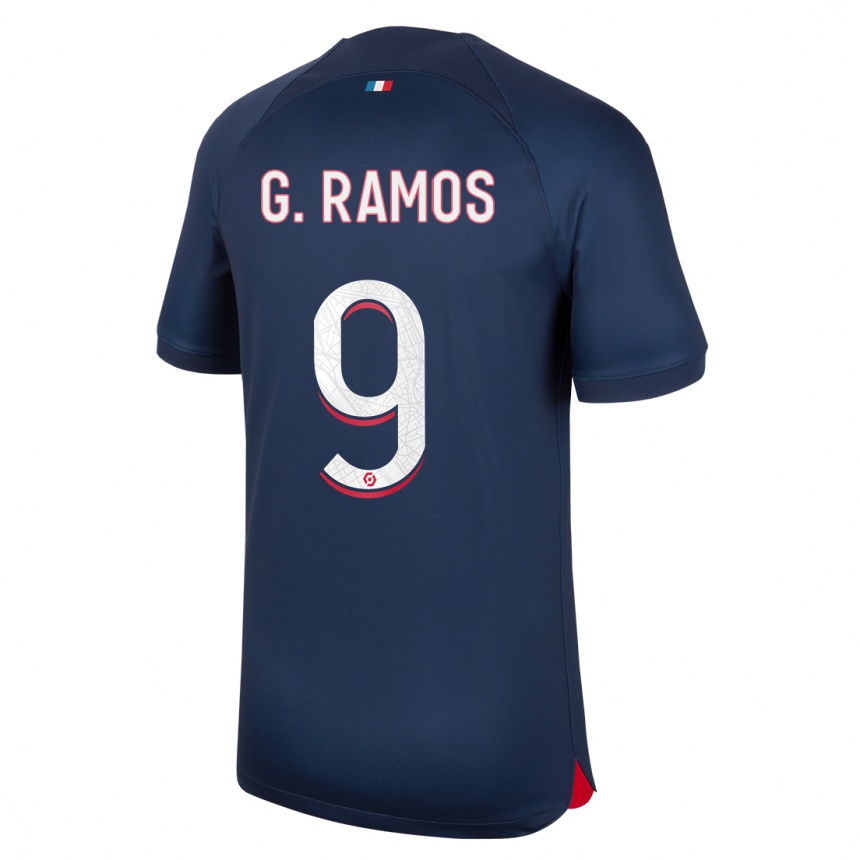 Niño Fútbol Camiseta Gonçalo Ramos #9 Azul Rojo 1ª Equipación 2023/24 Perú