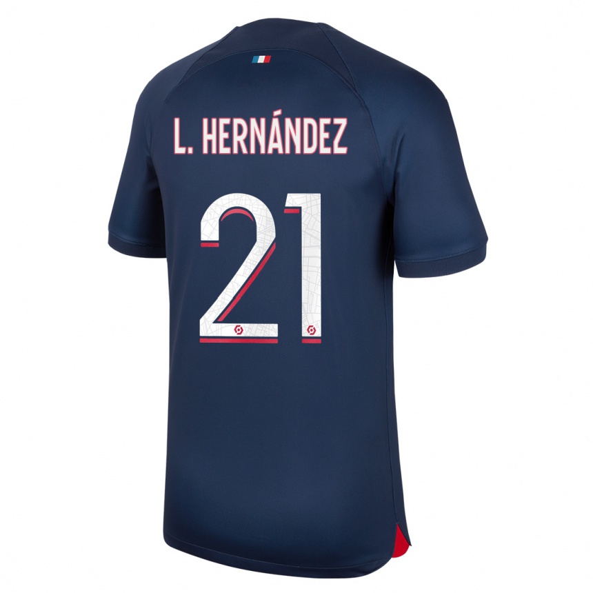 Niño Fútbol Camiseta Lucas Hernández #21 Azul Rojo 1ª Equipación 2023/24 Perú