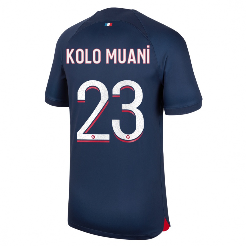 Niño Fútbol Camiseta Randal Kolo Muani #23 Azul Rojo 1ª Equipación 2023/24 Perú