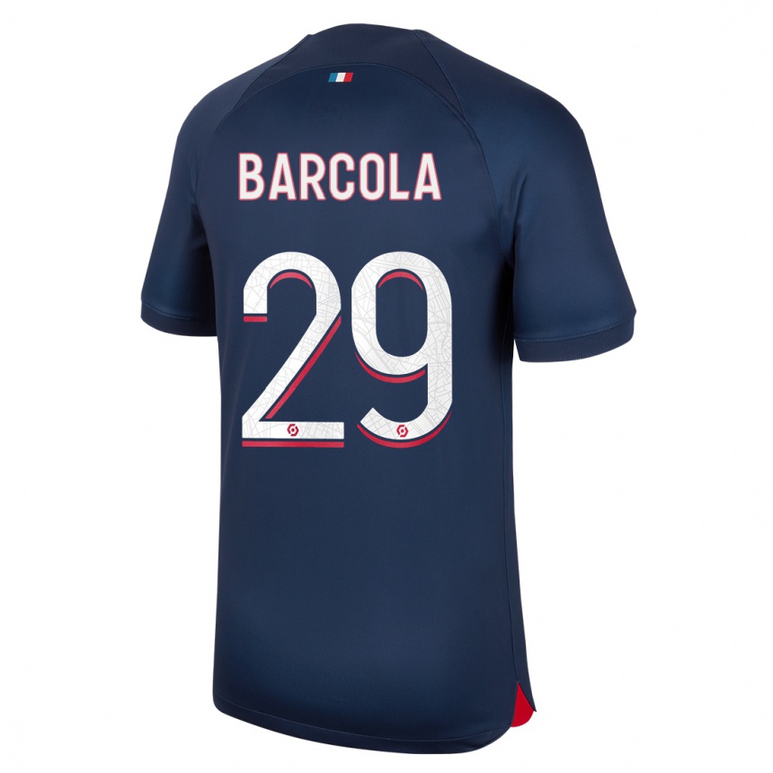 Niño Fútbol Camiseta Bradley Barcola #29 Azul Rojo 1ª Equipación 2023/24 Perú