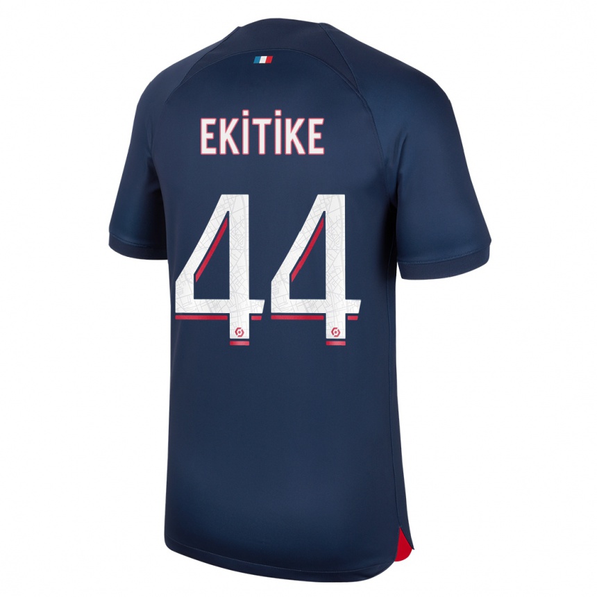 Niño Fútbol Camiseta Hugo Ekitike #44 Azul Rojo 1ª Equipación 2023/24 Perú