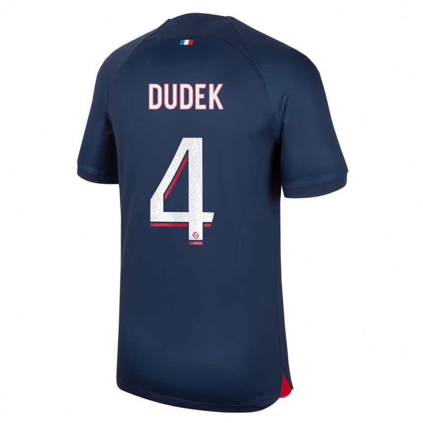 Niño Fútbol Camiseta Paulina Dudek #4 Azul Rojo 1ª Equipación 2023/24 Perú