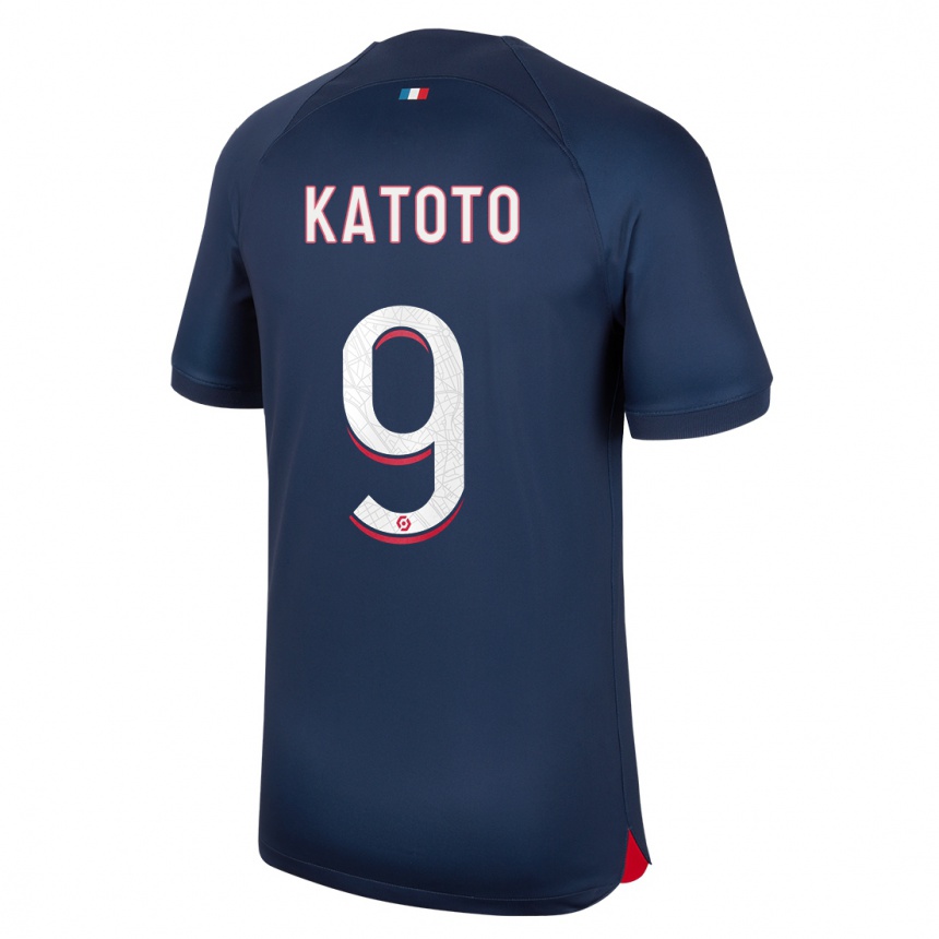 Niño Fútbol Camiseta Marie-Antoinette Katoto #9 Azul Rojo 1ª Equipación 2023/24 Perú