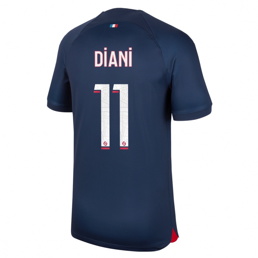 Niño Fútbol Camiseta Kadidiatou Diani #11 Azul Rojo 1ª Equipación 2023/24 Perú