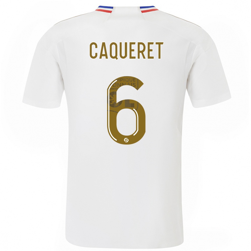 Niño Fútbol Camiseta Maxence Caqueret #6 Blanco 1ª Equipación 2023/24 Perú