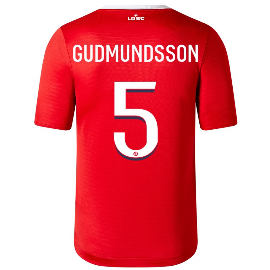 Niño Fútbol Camiseta Gabriel Gudmundsson #5 Rojo 1ª Equipación 2023/24 Perú