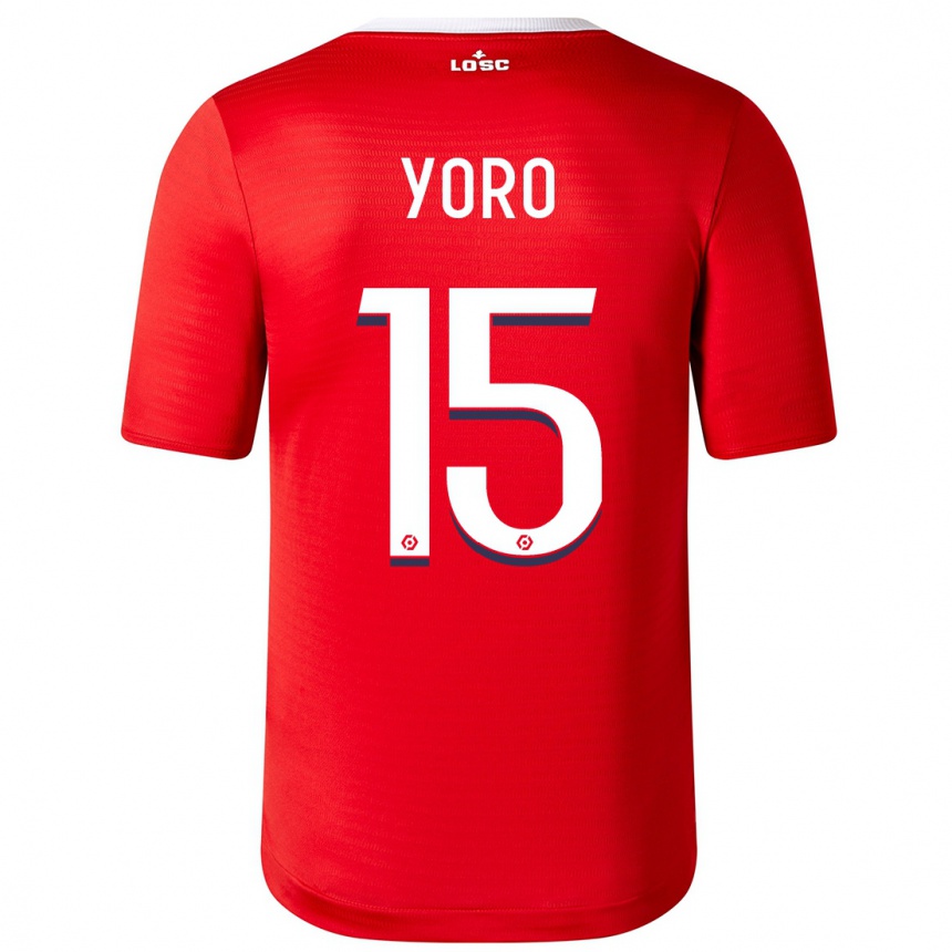 Niño Fútbol Camiseta Leny Yoro #15 Rojo 1ª Equipación 2023/24 Perú