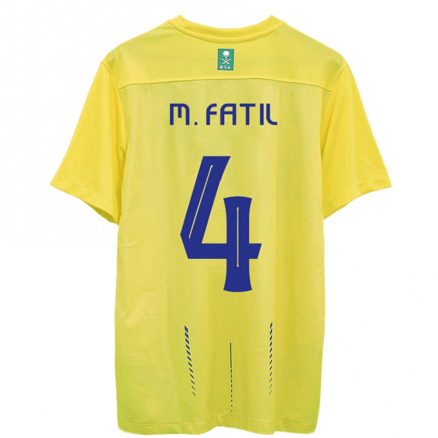 Niño Fútbol Camiseta Mohammed Al-Fatil #4 Amarillo 1ª Equipación 2023/24 Perú