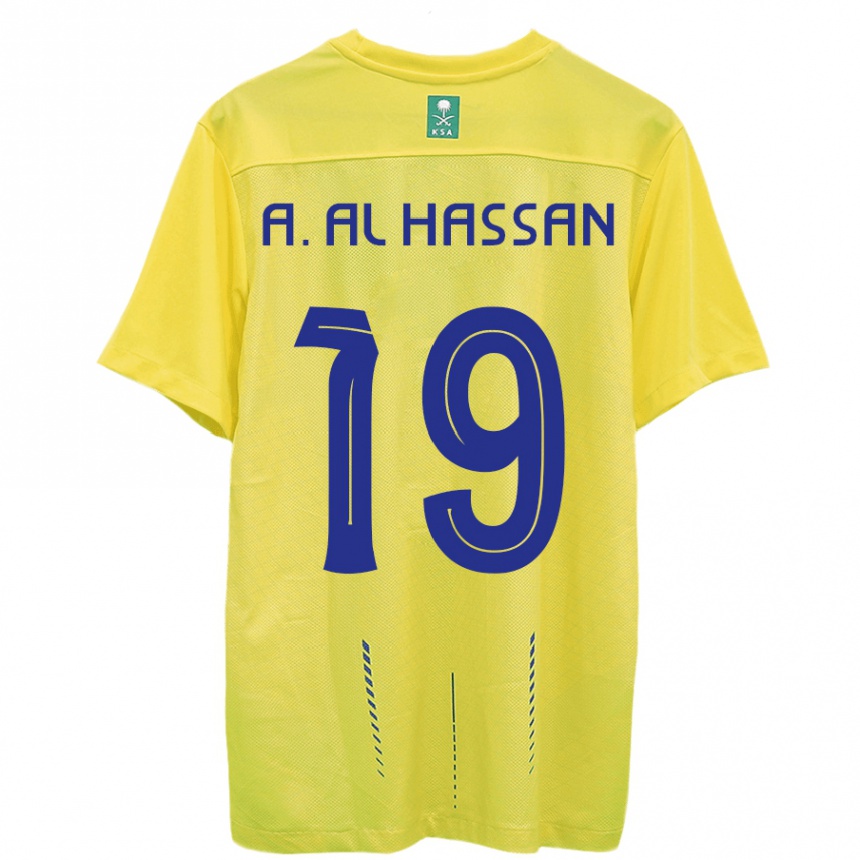 Niño Fútbol Camiseta Ali Al-Hassan #19 Amarillo 1ª Equipación 2023/24 Perú