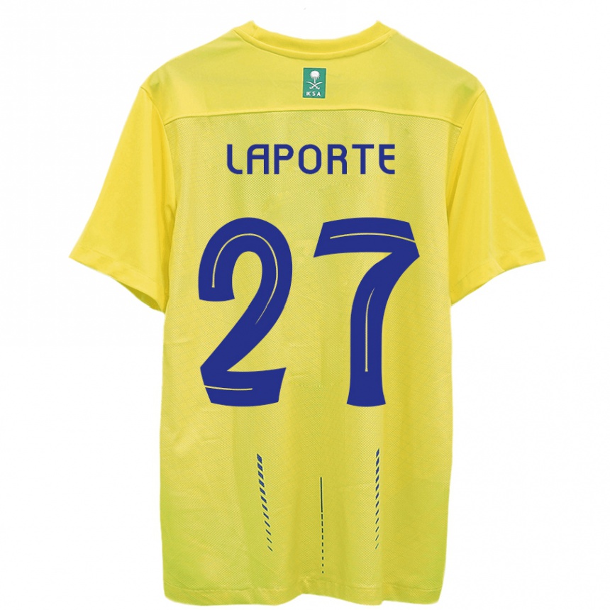 Niño Fútbol Camiseta Aymeric Laporte #27 Amarillo 1ª Equipación 2023/24 Perú