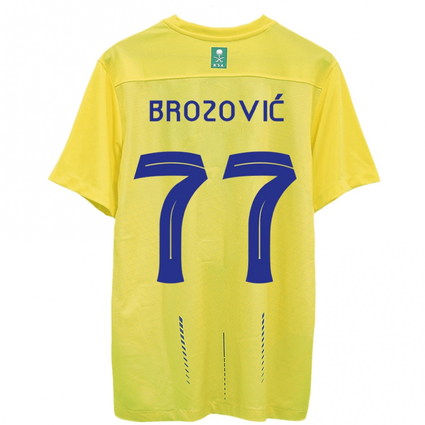 Niño Fútbol Camiseta Marcelo Brozovic #77 Amarillo 1ª Equipación 2023/24 Perú