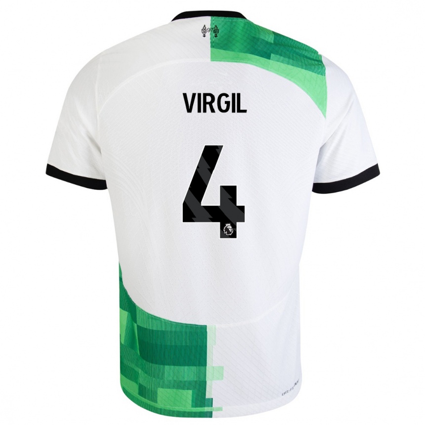 Niño Fútbol Camiseta Virgil Van Dijk #4 Blanco Verde 2ª Equipación 2023/24 Perú