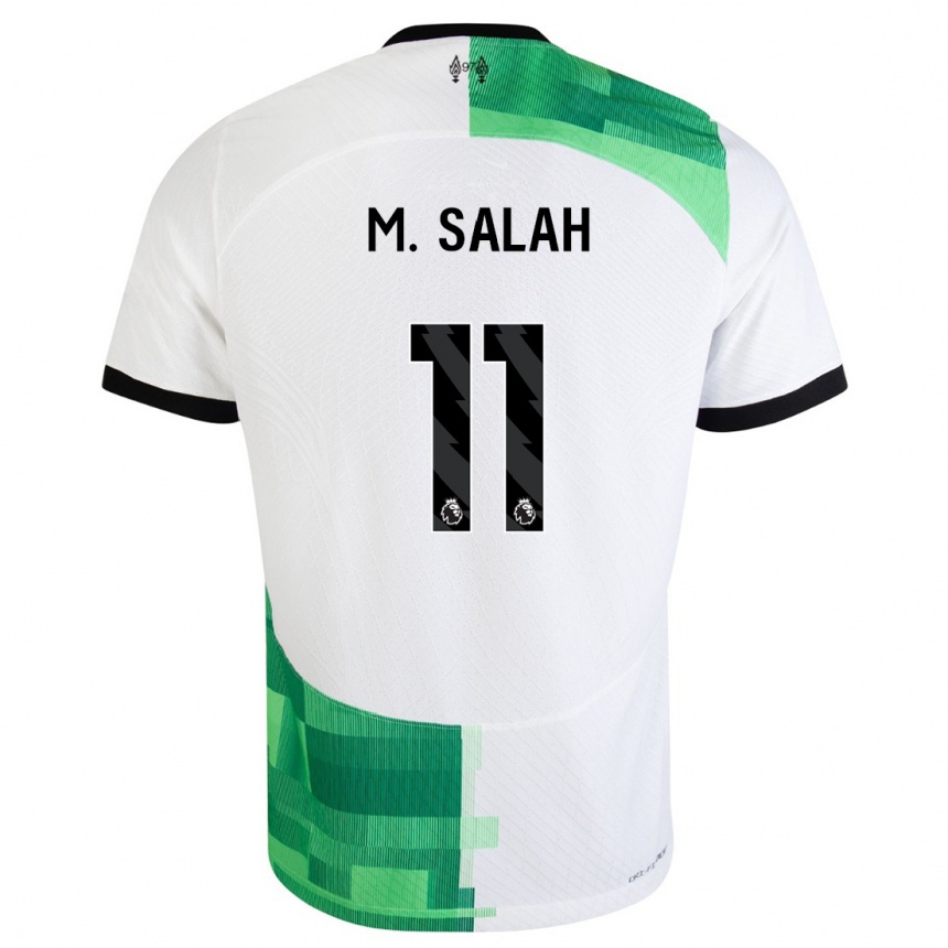 Niño Fútbol Camiseta Mohamed Salah #11 Blanco Verde 2ª Equipación 2023/24 Perú