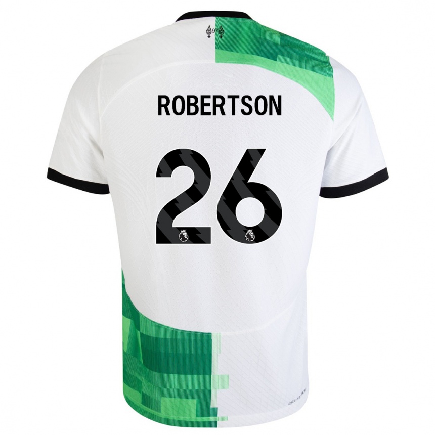 Niño Fútbol Camiseta Andrew Robertson #26 Blanco Verde 2ª Equipación 2023/24 Perú